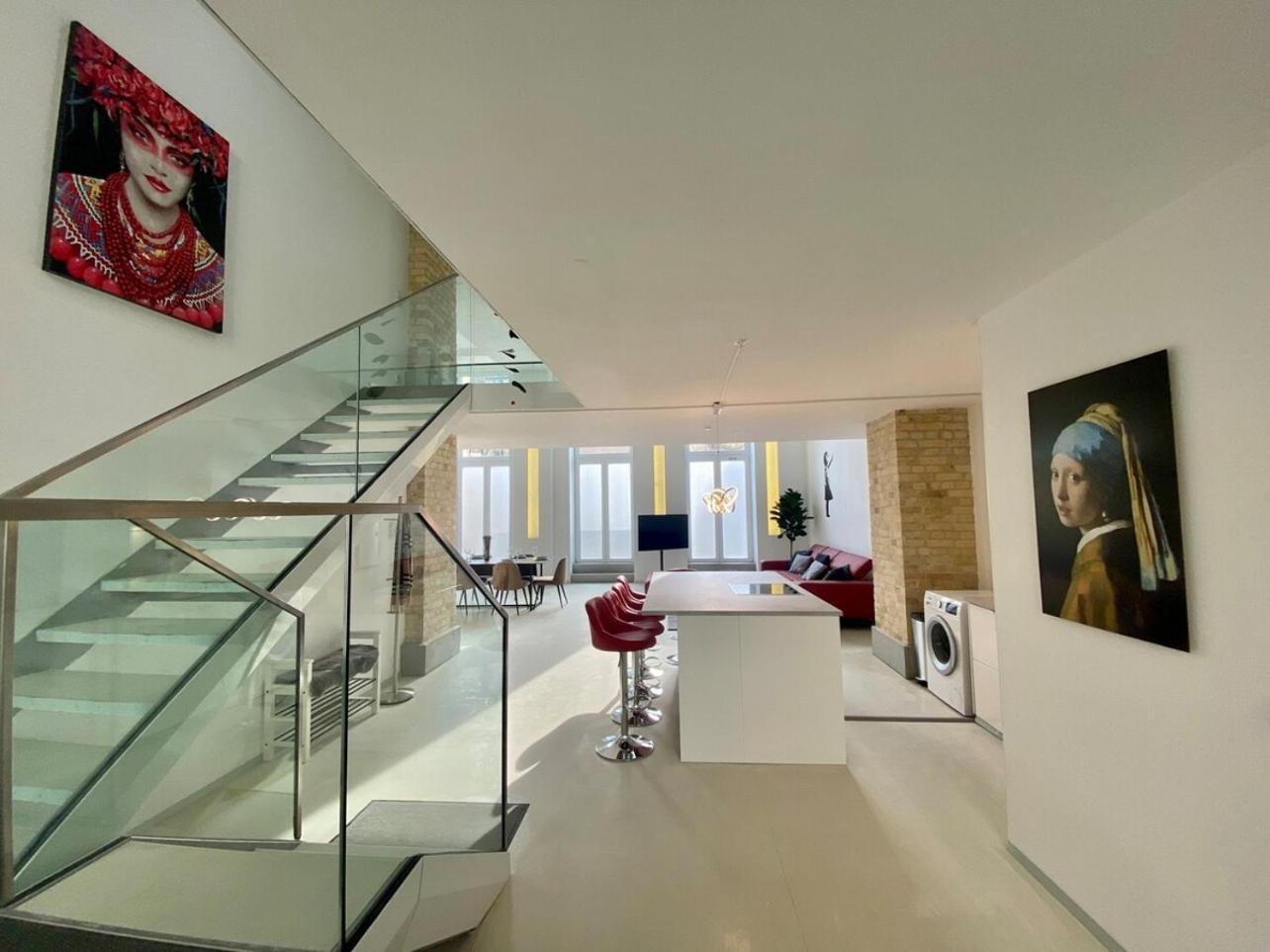 Apartment Loft With Pool Table, Kitchen Island & Gallery